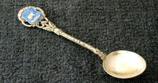 Corfu 800 Silver & Enamel Greek Galley Souvenir Spoon 18