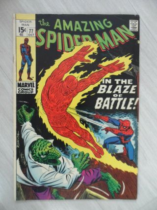 The Spider Man 77 Vf (8.  0) Human Torch,  Lizard 1969 Marvel Comics