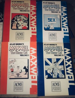 1986 - 87 Acme Press Maxwell The Magic Cat By Alan Moore - Vol I,  Ii,  Iii & Iv