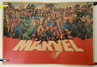 Signed Stan Lee Marvel Poster Print Spiderman 129 300 361 210 101 121 Mt