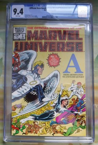 Official Handbook Of The Marvel Universe 1 (marvel 1/83) Cgc 9.  4 White Pages