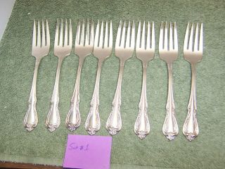 Wm A Rogers Silver Overlaid Oneida Ltd Harmony Chalice Salad Forks Set Of 8