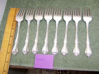 Wm A Rogers Silver Overlaid Oneida Ltd Harmony Chalice Salad Forks Set of 8 3