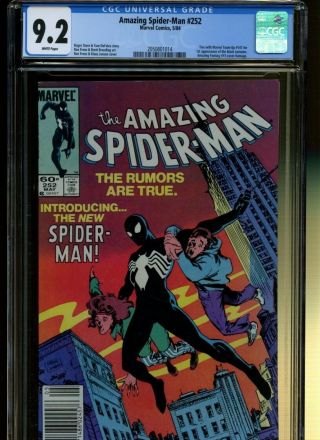 Spider - Man 252 Cgc 9.  2 | Marvel 1984 | 1st Black Spider - Man Costume.