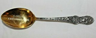 Vintage Manchester Sterling Silver Co Souvenir Arizona Spoon 5.  75 " 21g Gold Wash