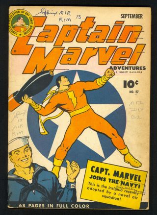 Captain Marvel Adventures 27 - Fawcett (1943) - Wwii Cover - Golden Age