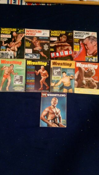 9 Classic Era Wrestling Magazines - Rogers,  Bruiser,  Rocca,  Etc. ,  Many.