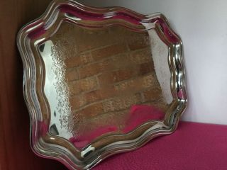 Vintage Elegant ?silver Plate Tray With Engraved Detailing -