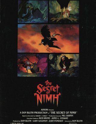 THE SECRET OF NIMH.  Don Bluth Animation.  Promotional item.  1981 2