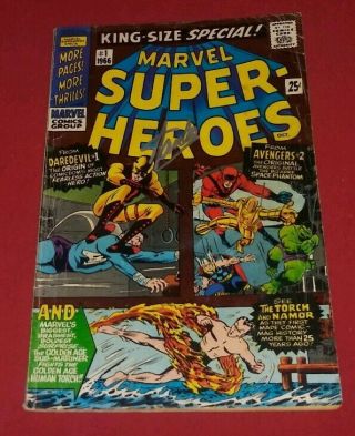 Marvel - Heroes 1 Fn,  6.  5 Signed Stan Lee & Jack Kirby 1st One Shot L@@k