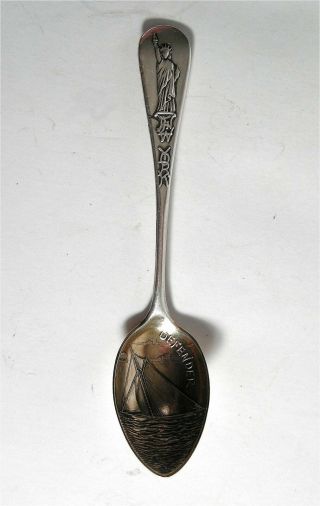1895 Americas Cup Yacht Race Sterling Silver Figural Handle Souvenir Spoon