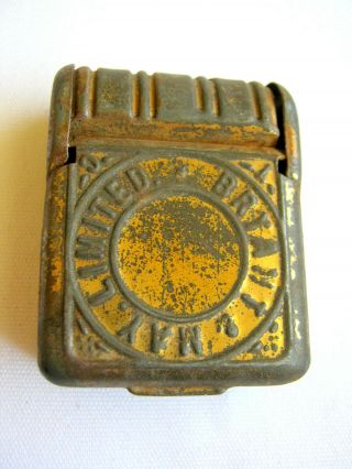 Antique Bryant & May Tin 1 3/4 " X 1 3/8 " Pocket Vesta Match Safe Case Box