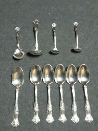 10 Vintage Antique Spoons 1847 Rogers Bros Silver Plate Ornate Grape Pattern