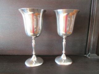 Vintage Silver Plated Wine Challis/goblet/ Made In India 7.  5 " Tall Set Of 2