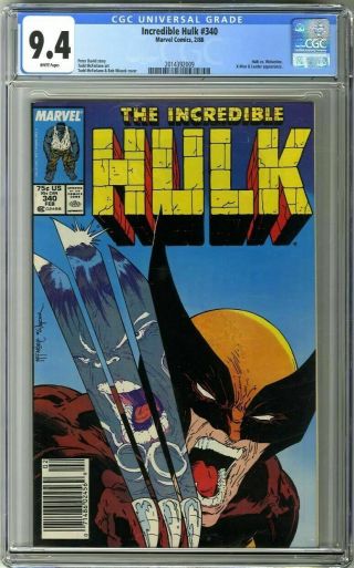 Incredible Hulk 340 Cgc 9.  4 White Pages Newsstand Edition Mcfarlane Wolverine