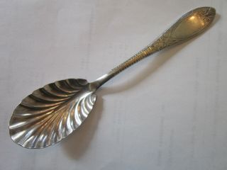 Antique 1834 J.  Russell & Co.  Silverplate Sugar Spoon - Shell Bowl Tipped Handle