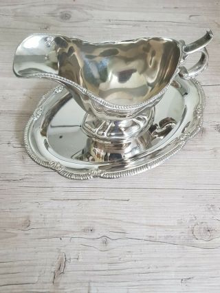 Silver Plated Sauce Boat And Stand