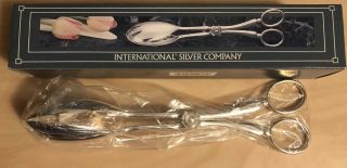 Vintage International Silver Company Silverplated Scissor Salad Tongs
