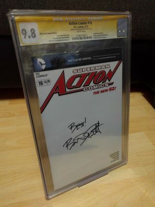Action Comics 18 Blank Signed By Brandon Routh Cgc Ss 9.  8 Superman & Atom Dc