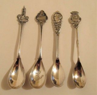 (4) Silver Souvenir Spoons Netherlands Royal Wilhelmina Delft Church Ss Veendam