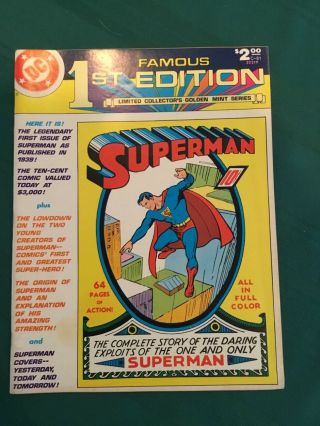Superman 1 Dc Famous 1st Edition C - 61 - Fn/vf Brilliant Cover Colors
