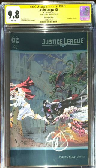 Justice League 20 Wraparound Foil Cover Cgc Ss 9.  8 Signed By Scott Synder