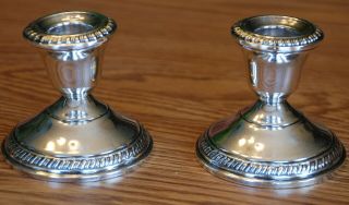 Vintage Pair Crown Sterling Silver Candle Holders Candlesticks 3 " Weighted