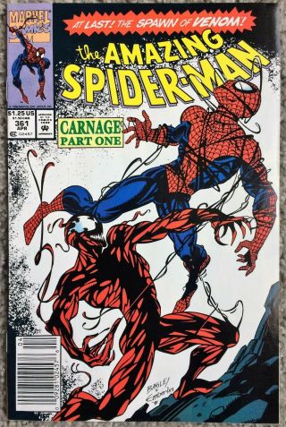 The Spiderman 361,  362,  363 1st Carnage,  Full Set,  361 (newstand Edition)