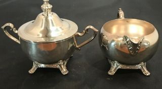 Vintage Silver Plated Sugar And Creamer Set Vg For Daily Use