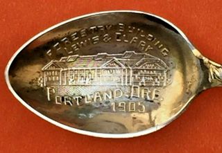 1905 Lewis & Clark Expo Portland Oregon Sterling Silver Souvenir Spoon