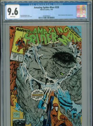 1990 Marvel The Spider - Man 328 Todd Mcfarlane Hulk Cgc 9.  6 White Box1