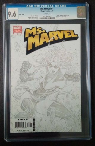 Ms.  Marvel 1 Variant Sketch Cgc 9.  6 Michael Turner 2006