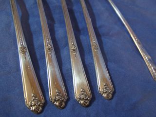 8 Vintage Oneida Tudor Plate Silverplate Iced Tea Spoons Sweet Briar Set
