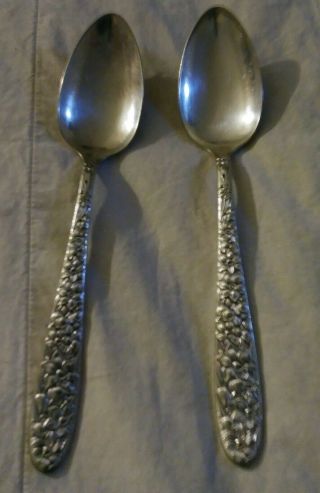 2 Vintage National Silver Co.  Aa Plus Rose Design Spoons