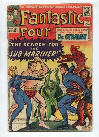 1964 Marvel Fantastic Four 27 Sub - Mariner & Dr.  Strange Appearance Gd/vg B1