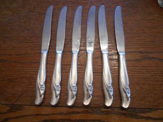 6 Rogers 1957 Exquisite Pattern Dinner Knives Is Silverplate Flatware 320