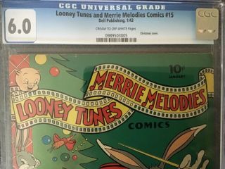 Looney Tunes And Merrie Melodies Comics 15 Cgc 6.  0 Cr/ow Pages Christmas Cover