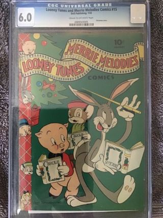 Looney Tunes and Merrie Melodies Comics 15 CGC 6.  0 CR/OW Pages Christmas cover 2