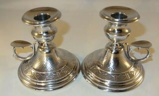 Vintage Stainless Steel Silver Plate Epns Candle Holders Chamber Sticks