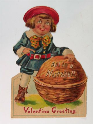Ca1910 Buster Brown Die Cut And Embossed Mechanical Valentines Day Card