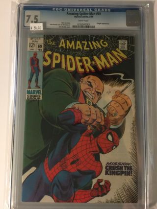 Marvel The Spider - Man 68 Cgc 7.  5 White Pages Kingpin Appearance Comic