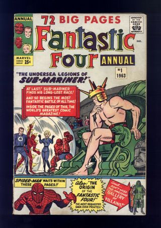 Fantastic Four Annual 1 Vg Kirby Origin Sub - Mariner Origin Ff Retold Spider - Man