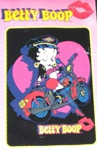 Motorcycle Betty Boop Royal Plush Raschel Blanket/throw & Tote Bag