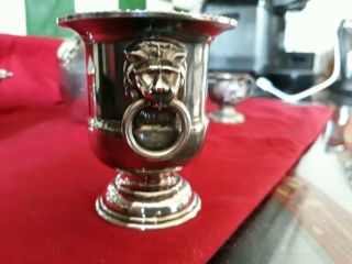 Vintage Silver Trophy Cup Lions Head Motif Handles With Hoop Rings