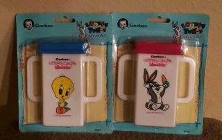 2 Vintage Gerber Looney Tunes Lovables Baby Bugs Bunny Tweety Juice Box Holder 2