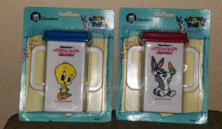 2 Vintage Gerber Looney Tunes Lovables Baby Bugs Bunny Tweety Juice Box Holder 3