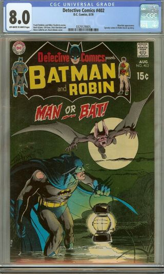 Detective Comics 402 Cgc 8.  0 Batman Key Speedy App 2nd Man - Bat App