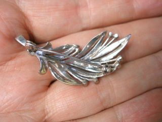 Vintage Sterling Silver Brooch with Marcasite in the shape of a fern leaf 2