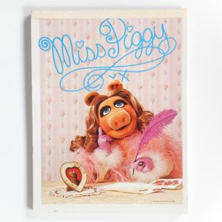 Vtg 80s Muppets Miss Piggy Kermit Stationery Note Pad Sheets Lavender