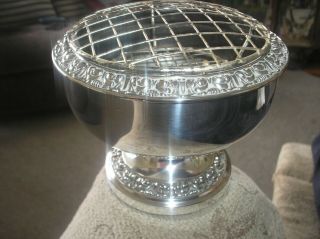 large Vintage Ianthe Silver Plated Rose Bowl / flower bowl with double mesh 2